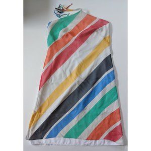 DAVID MEISTER Silk Rainbow Midi Halter Dress Sz 8